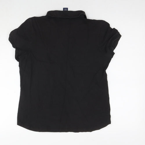 Gap Womens Black Cotton Basic Polo Size L Collared