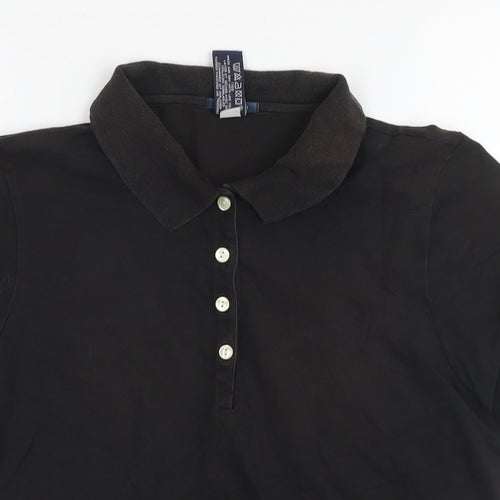 Gap Womens Black Cotton Basic Polo Size L Collared