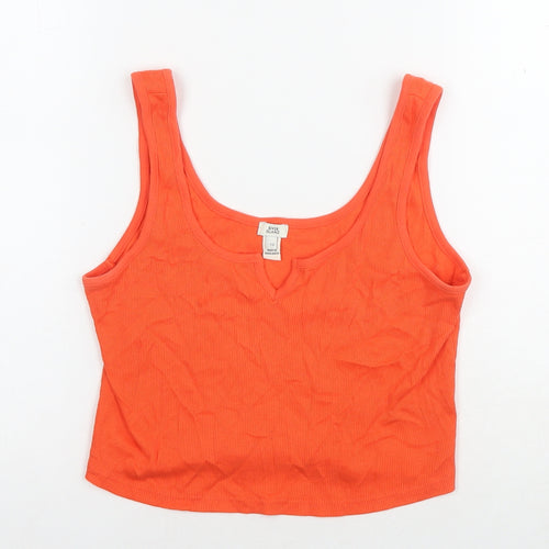 River Island Womens Orange Cotton Cropped Tank Size 12 V-Neck