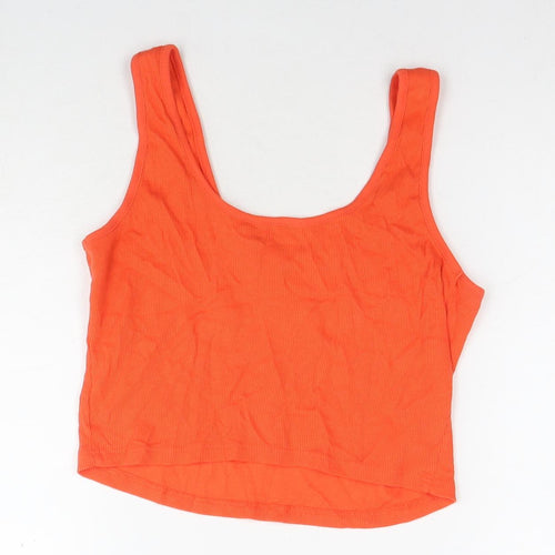 River Island Womens Orange Cotton Cropped Tank Size 12 V-Neck