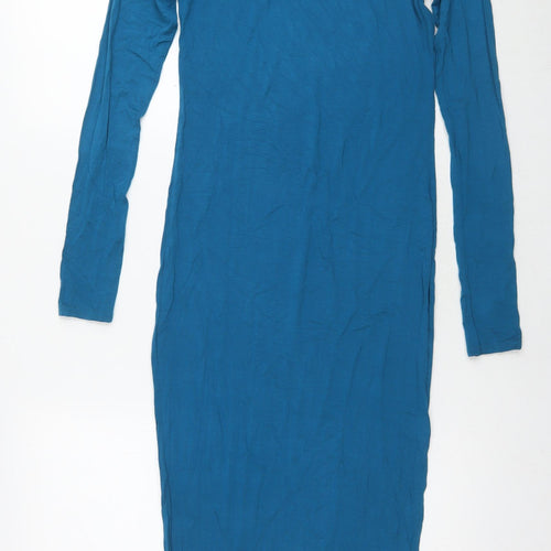 Brezza Womens Blue Viscose Maxi Size S Round Neck Pullover - Size S/M