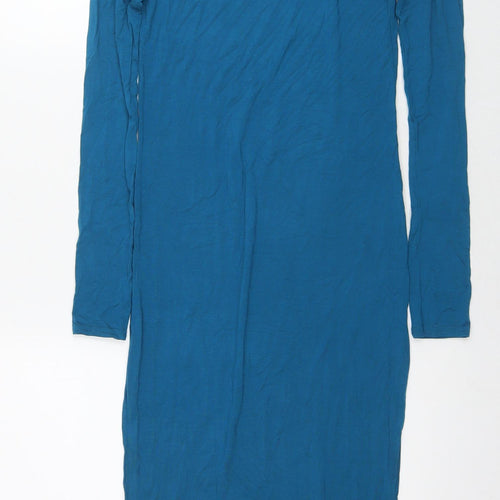 Brezza Womens Blue Viscose Maxi Size S Round Neck Pullover - Size S/M