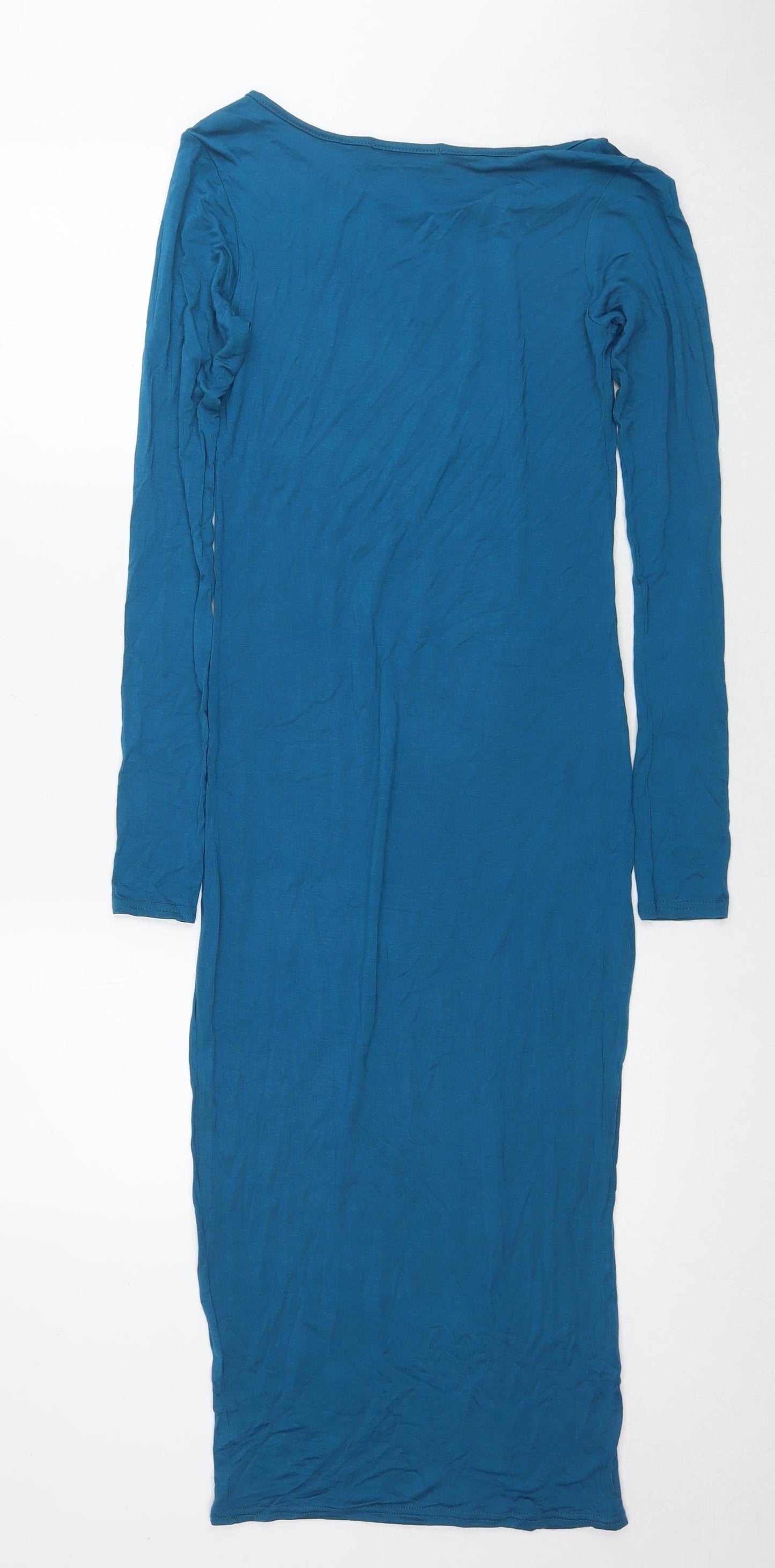Brezza Womens Blue Viscose Maxi Size S Round Neck Pullover - Size S/M