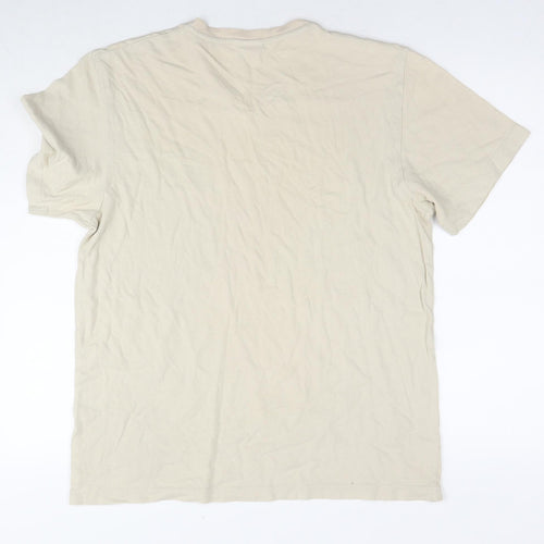 NEXT Mens Beige Cotton T-Shirt Size L Round Neck