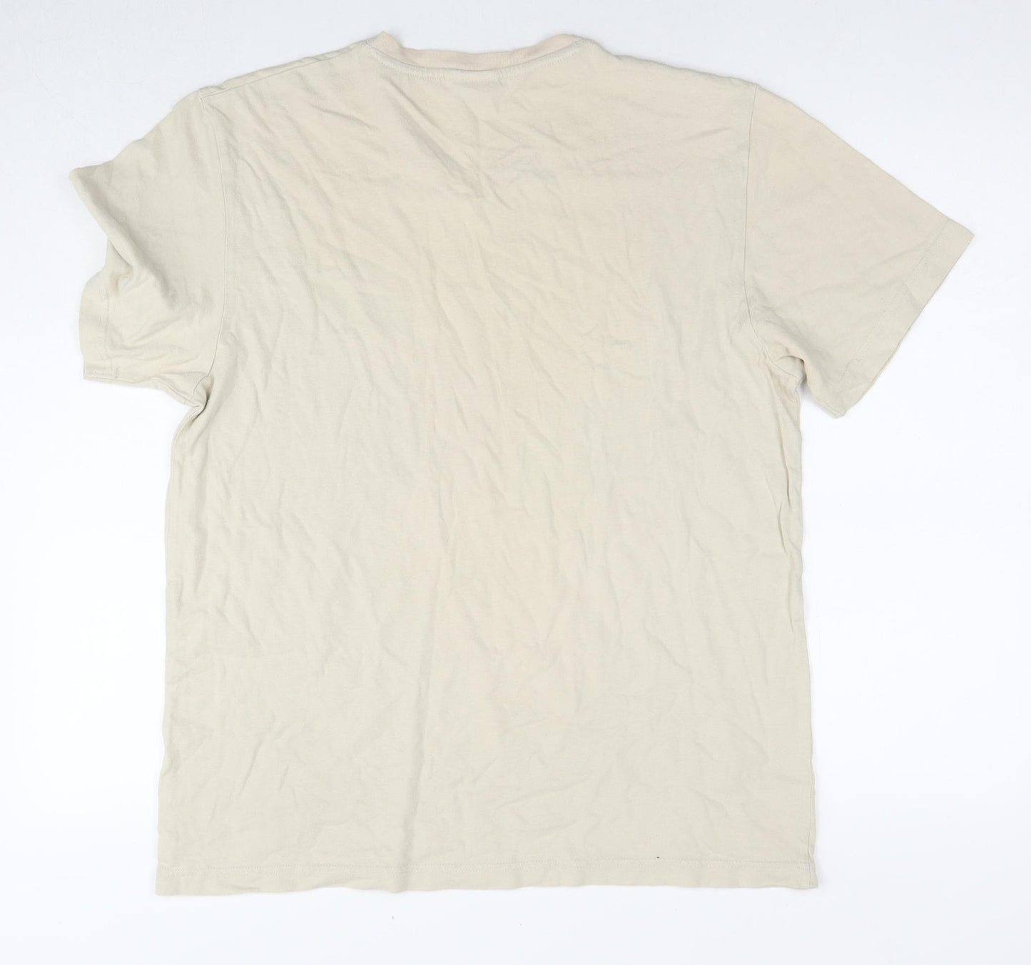 NEXT Mens Beige Cotton T-Shirt Size L Round Neck