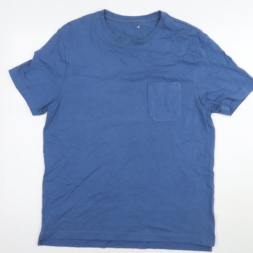 Marks and Spencer Mens Blue Cotton T-Shirt Size L Round Neck