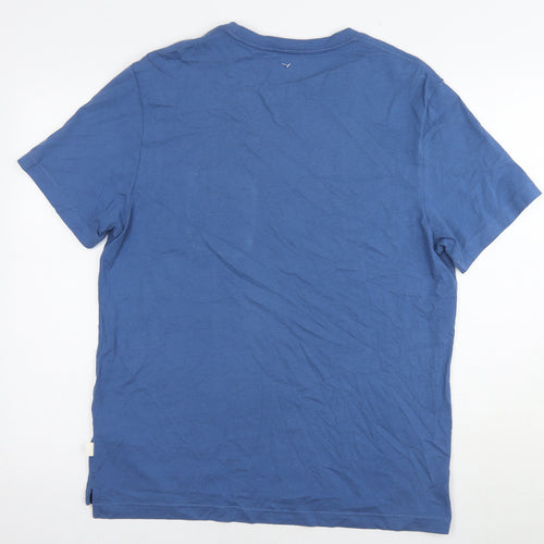 Marks and Spencer Mens Blue Cotton T-Shirt Size L Round Neck