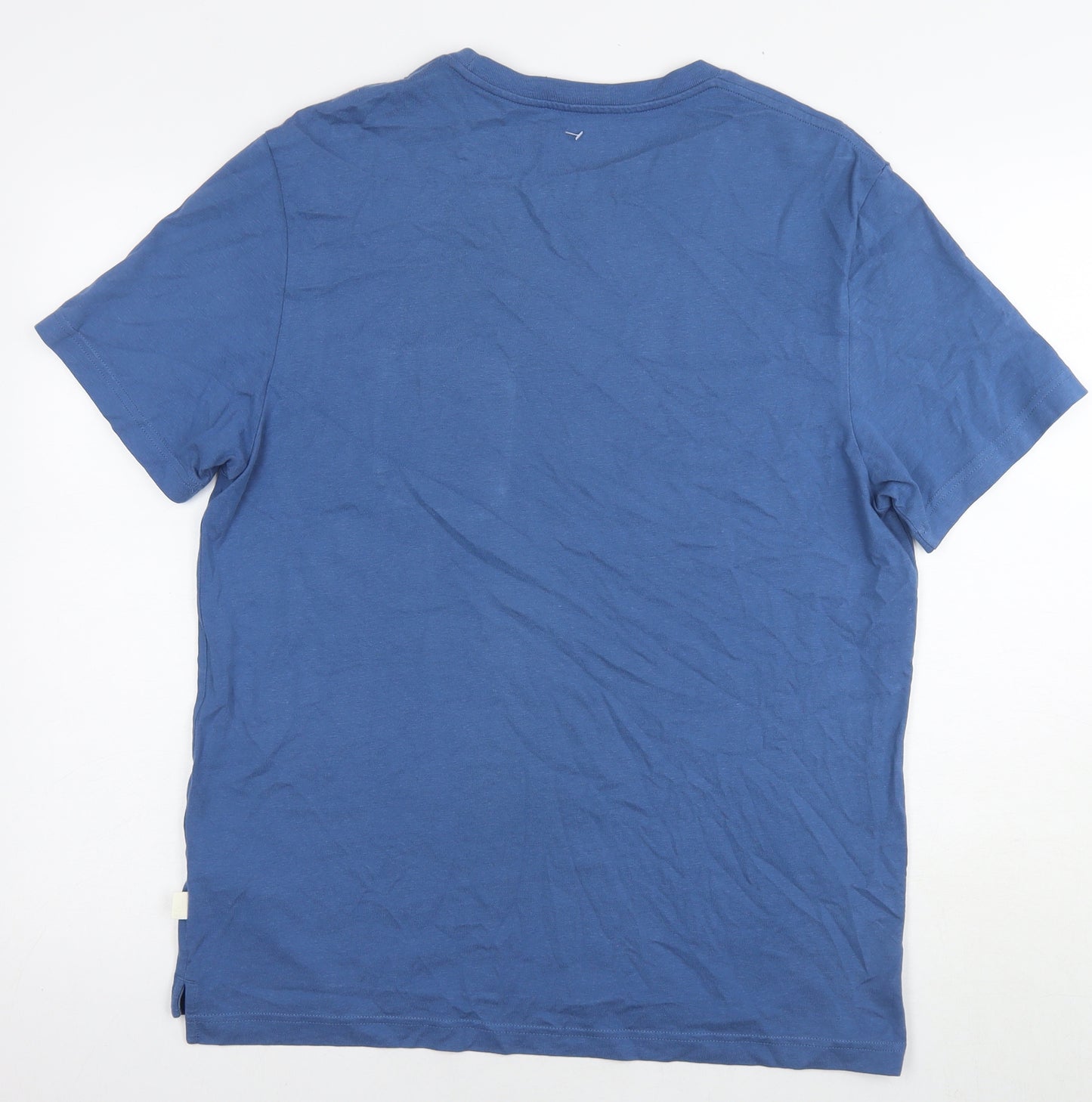 Marks and Spencer Mens Blue Cotton T-Shirt Size L Round Neck