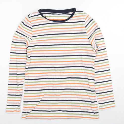 Marks and Spencer Womens Multicoloured Striped Cotton Basic T-Shirt Size 12 Round Neck