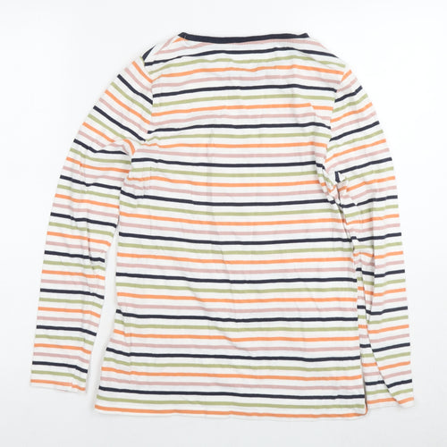 Marks and Spencer Womens Multicoloured Striped Cotton Basic T-Shirt Size 12 Round Neck