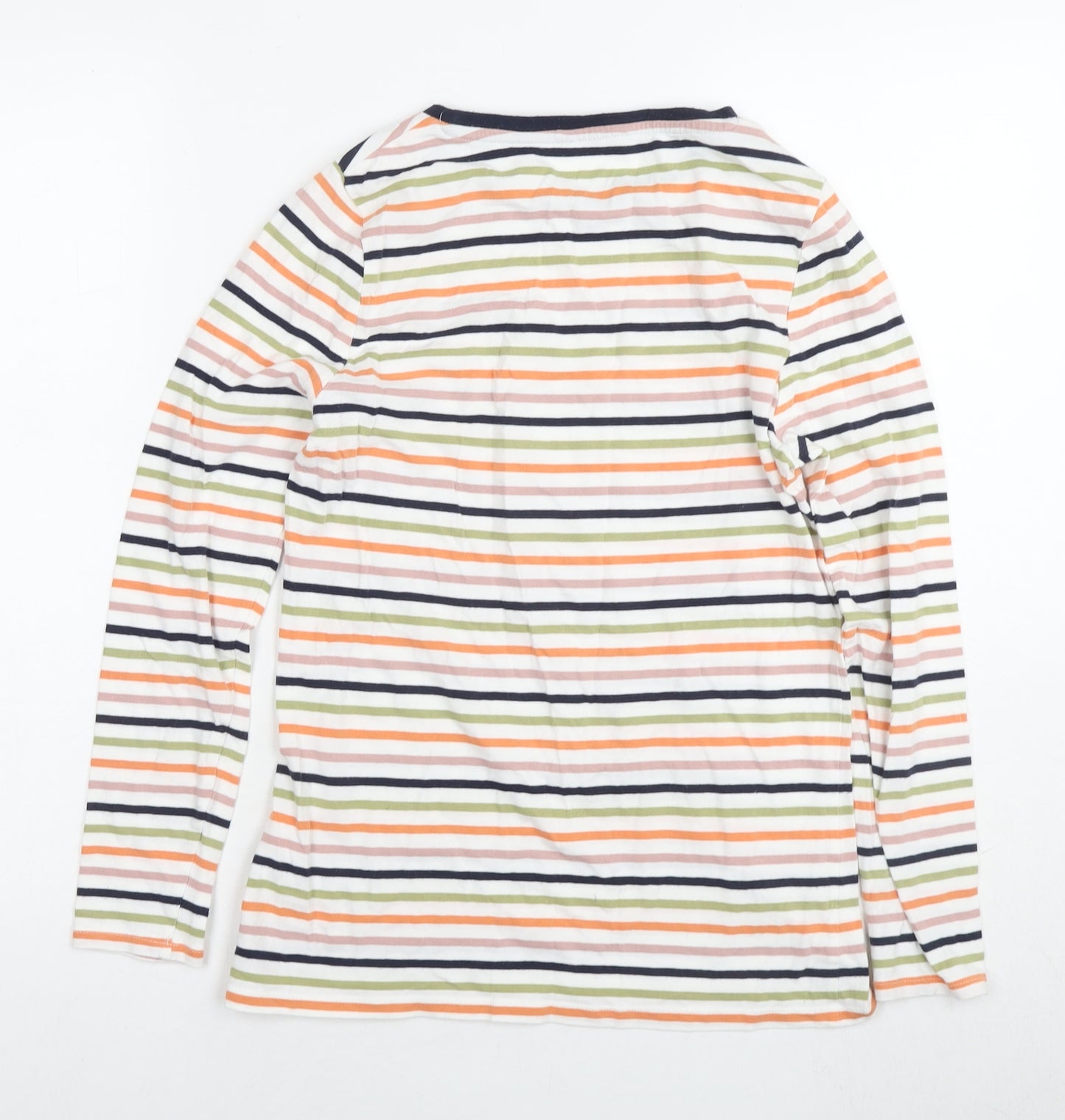 Marks and Spencer Womens Multicoloured Striped Cotton Basic T-Shirt Size 12 Round Neck