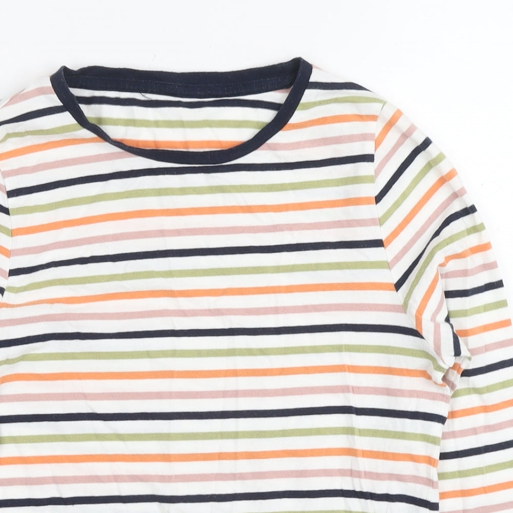 Marks and Spencer Womens Multicoloured Striped Cotton Basic T-Shirt Size 12 Round Neck