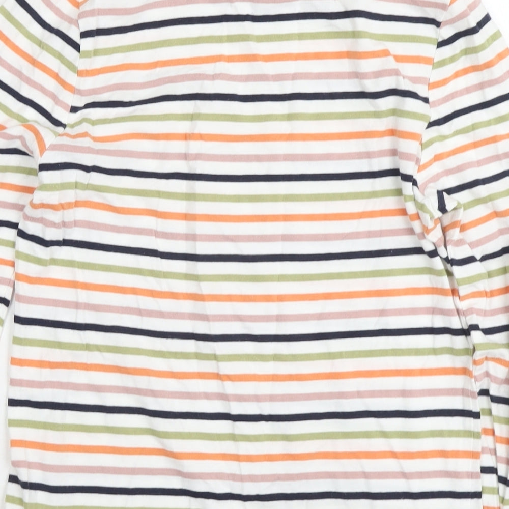 Marks and Spencer Womens Multicoloured Striped Cotton Basic T-Shirt Size 12 Round Neck