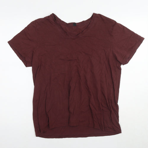 Uniqlo Womens Brown Cotton Basic T-Shirt Size XL Round Neck