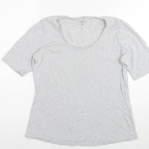 Marks and Spencer Womens Grey Cotton Basic T-Shirt Size 14 Round Neck