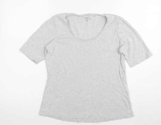 Marks and Spencer Womens Grey Cotton Basic T-Shirt Size 14 Round Neck