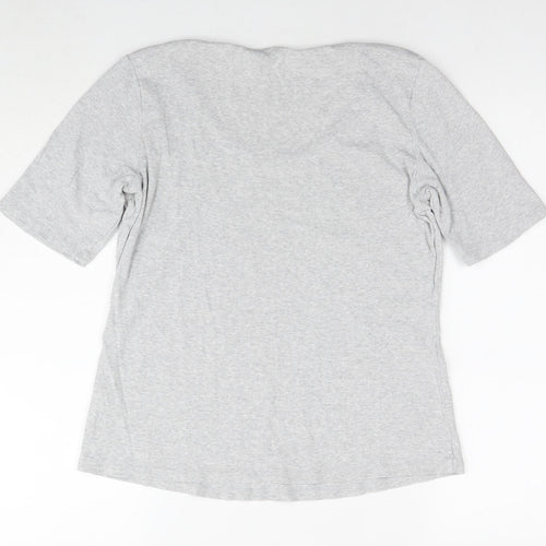 Marks and Spencer Womens Grey Cotton Basic T-Shirt Size 14 Round Neck