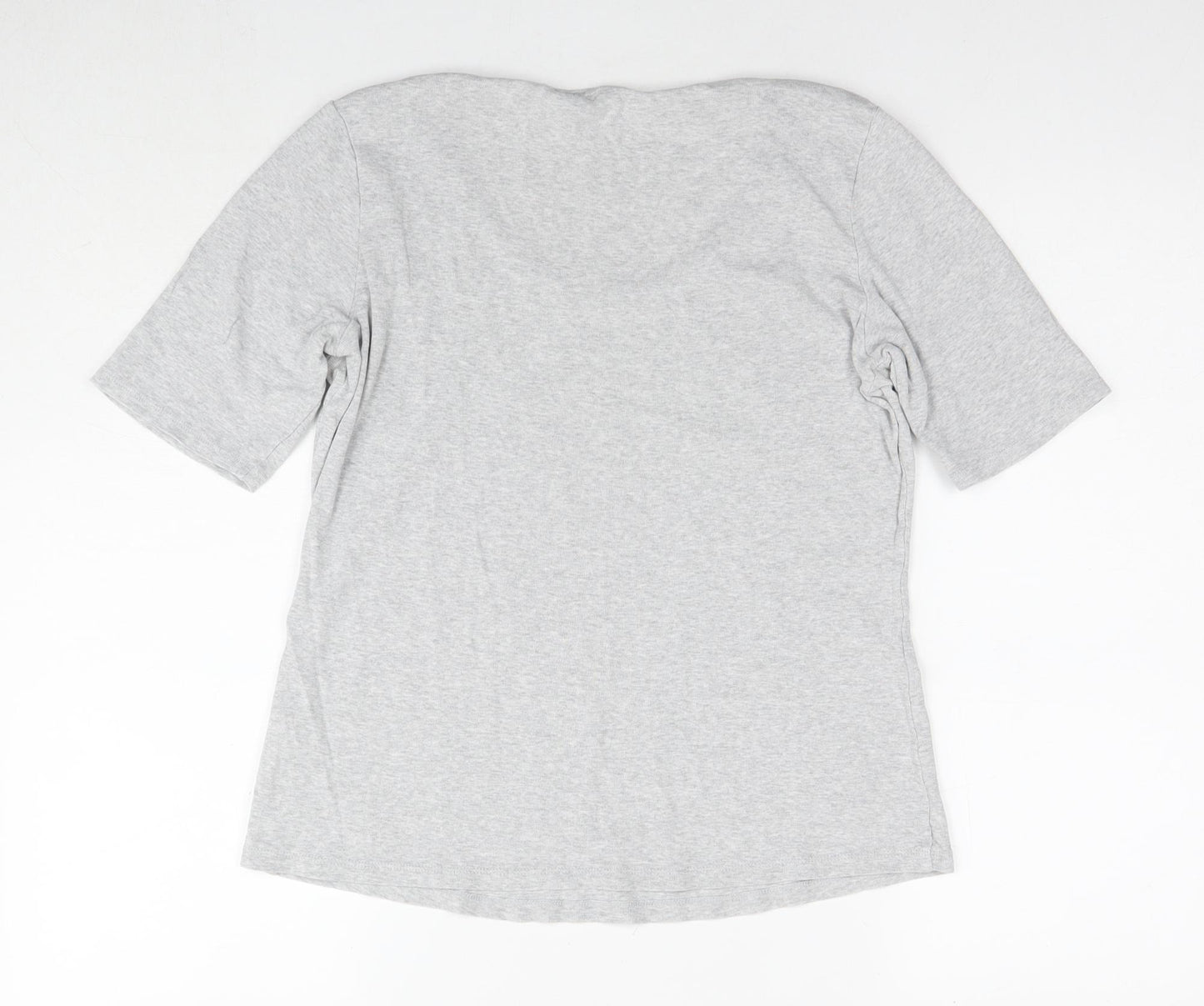 Marks and Spencer Womens Grey Cotton Basic T-Shirt Size 14 Round Neck