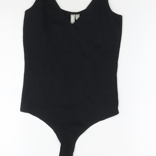 ASOS Womens Black Cotton Bodysuit One-Piece Size 10 Snap