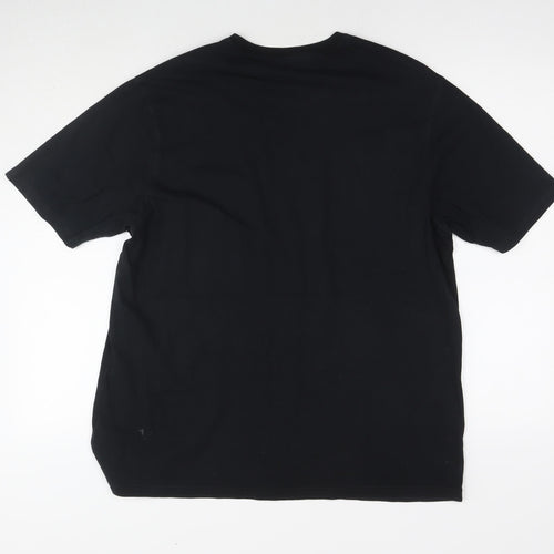 Marks and Spencer Mens Black Cotton T-Shirt Size L Round Neck