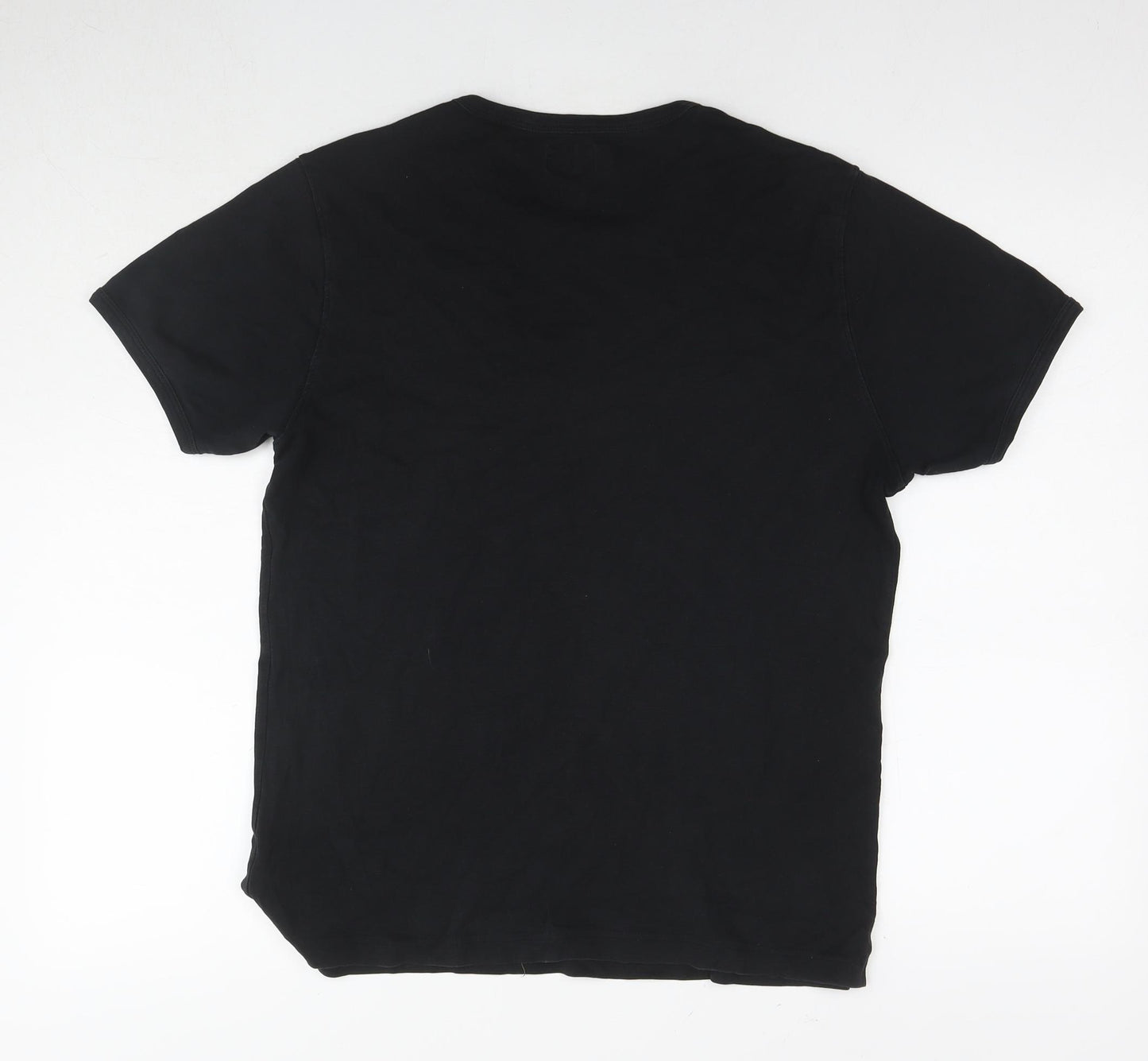 Zara Mens Black Cotton T-Shirt Size XL Round Neck