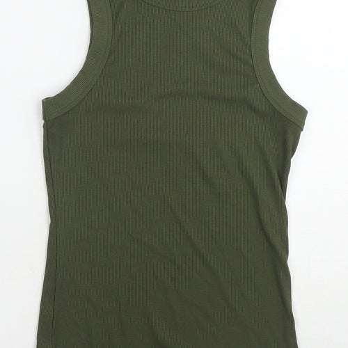 NEXT Womens Green Cotton Basic Tank Size 6 Round Neck