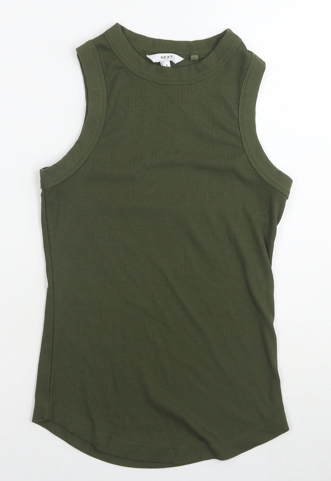 NEXT Womens Green Cotton Basic Tank Size 6 Round Neck