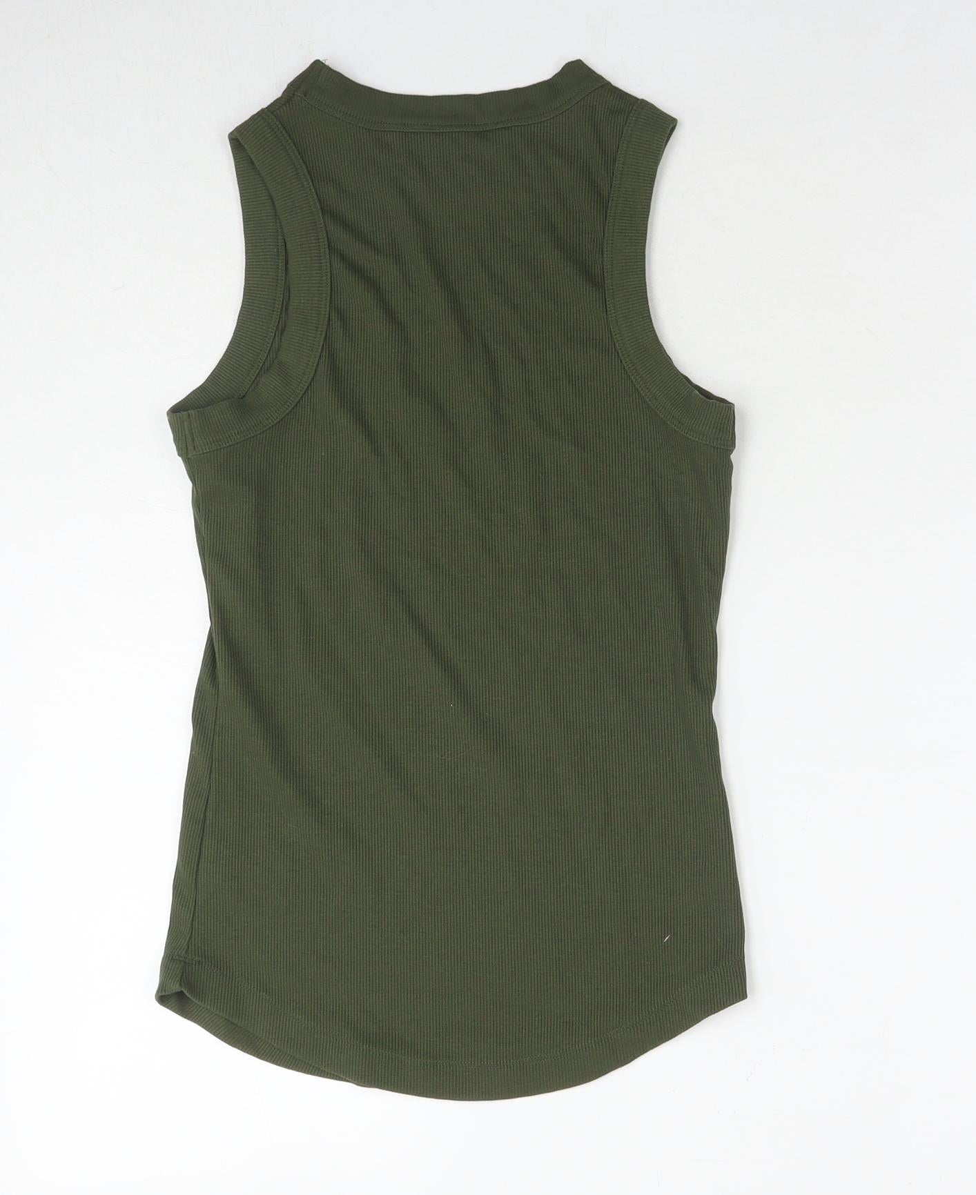 NEXT Womens Green Cotton Basic Tank Size 6 Round Neck