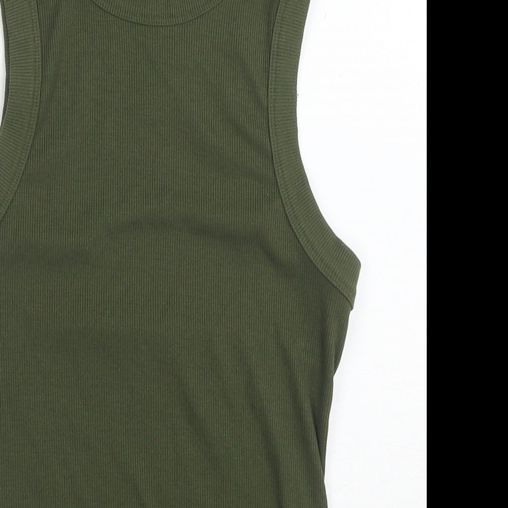 NEXT Womens Green Cotton Basic Tank Size 6 Round Neck