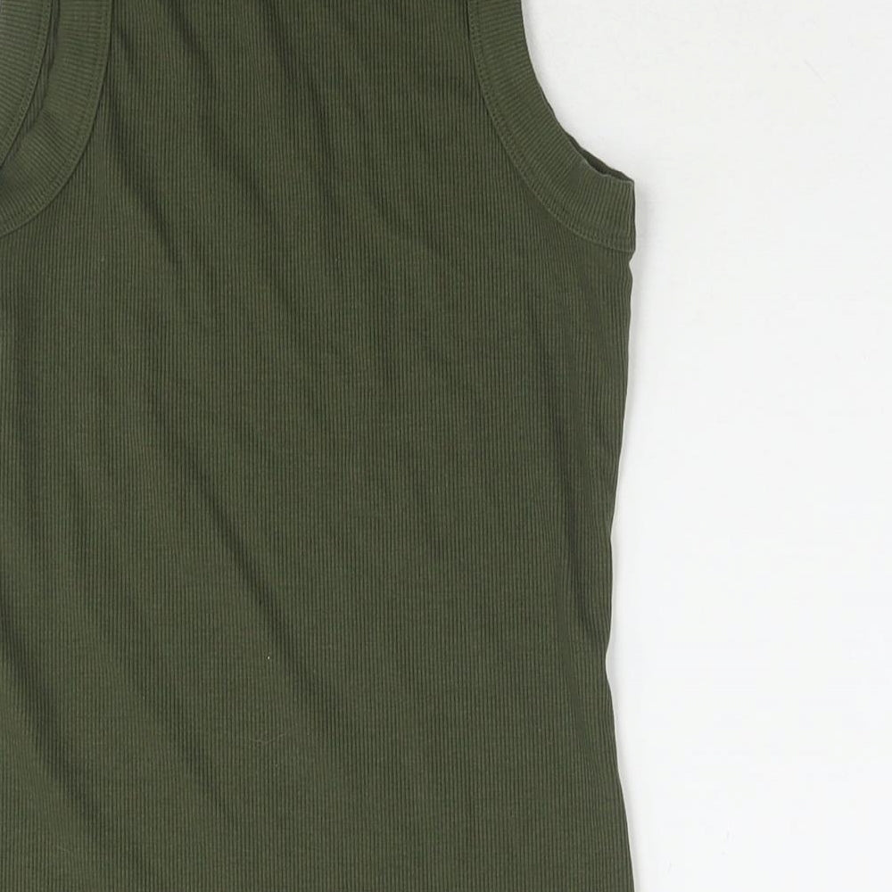 NEXT Womens Green Cotton Basic Tank Size 6 Round Neck