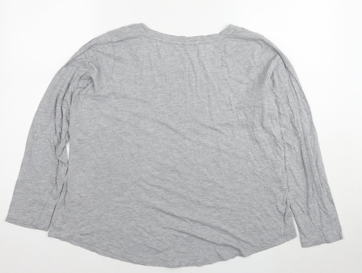 Marks and Spencer Womens Grey Cotton Basic T-Shirt Size 20 Round Neck