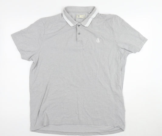 NEXT Mens Grey Cotton Polo Size XL Collared Pullover