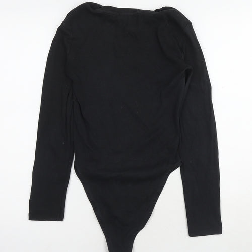 Zara Womens Black Cotton Bodysuit One-Piece Size L Snap