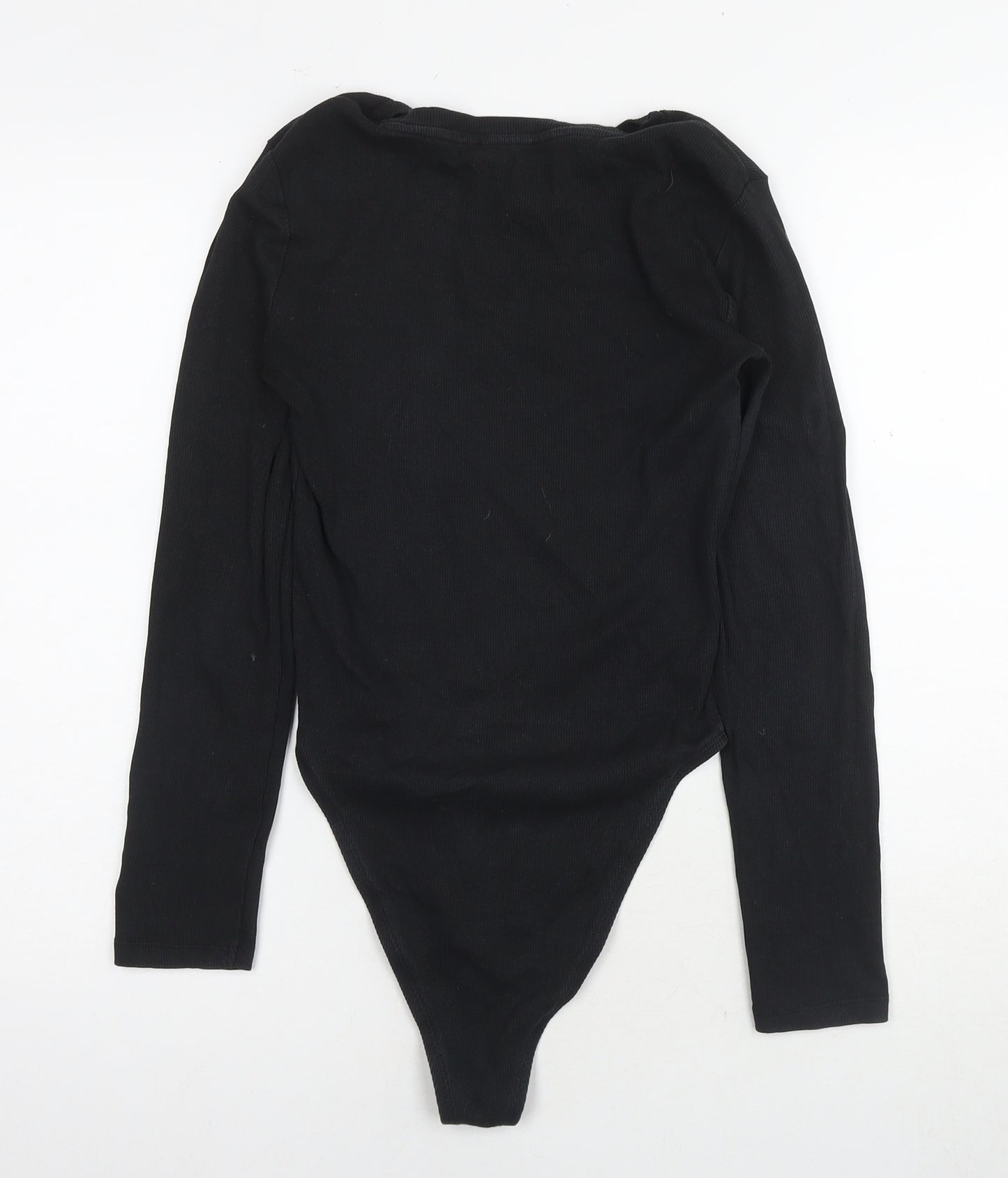 Zara Womens Black Cotton Bodysuit One-Piece Size L Snap