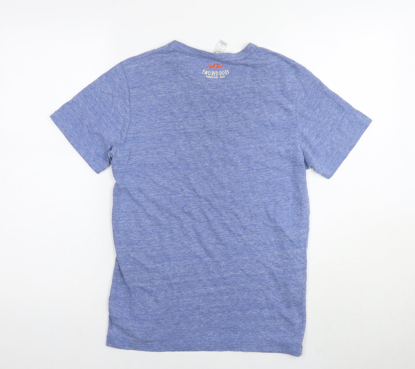 Alternative Earth Organics Womens Blue Polyester Basic T-Shirt Size S Round Neck - Two Red Dots