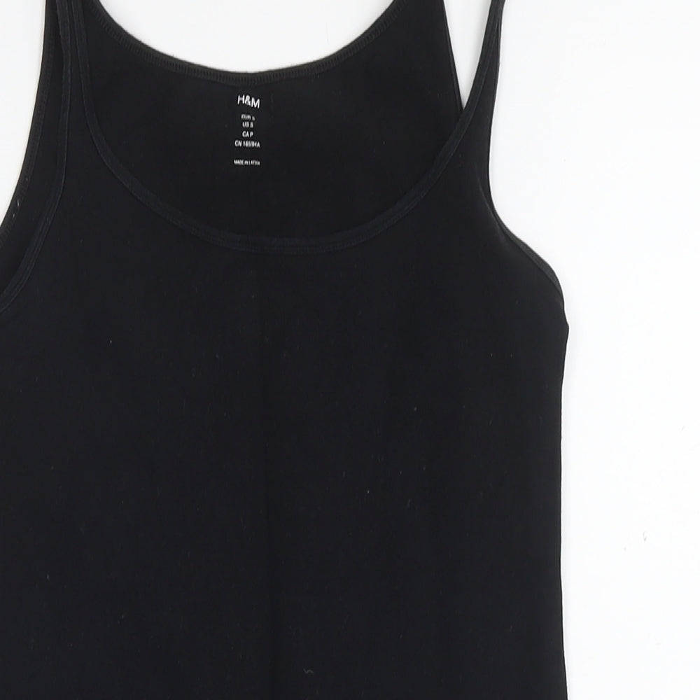 H&M Womens Black Cotton Camisole Tank Size S Round Neck