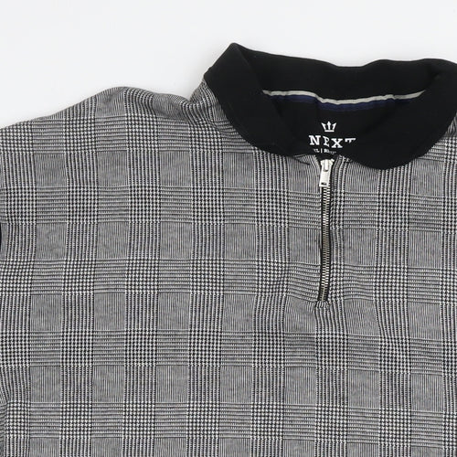 NEXT Mens Grey Check Cotton Polo Size 3XL Collared Pullover