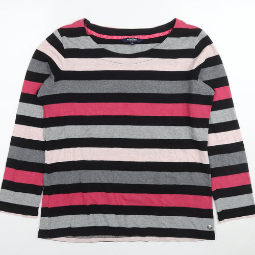 Maine Womens Multicoloured Striped Cotton Jersey T-Shirt Size 16 Round Neck
