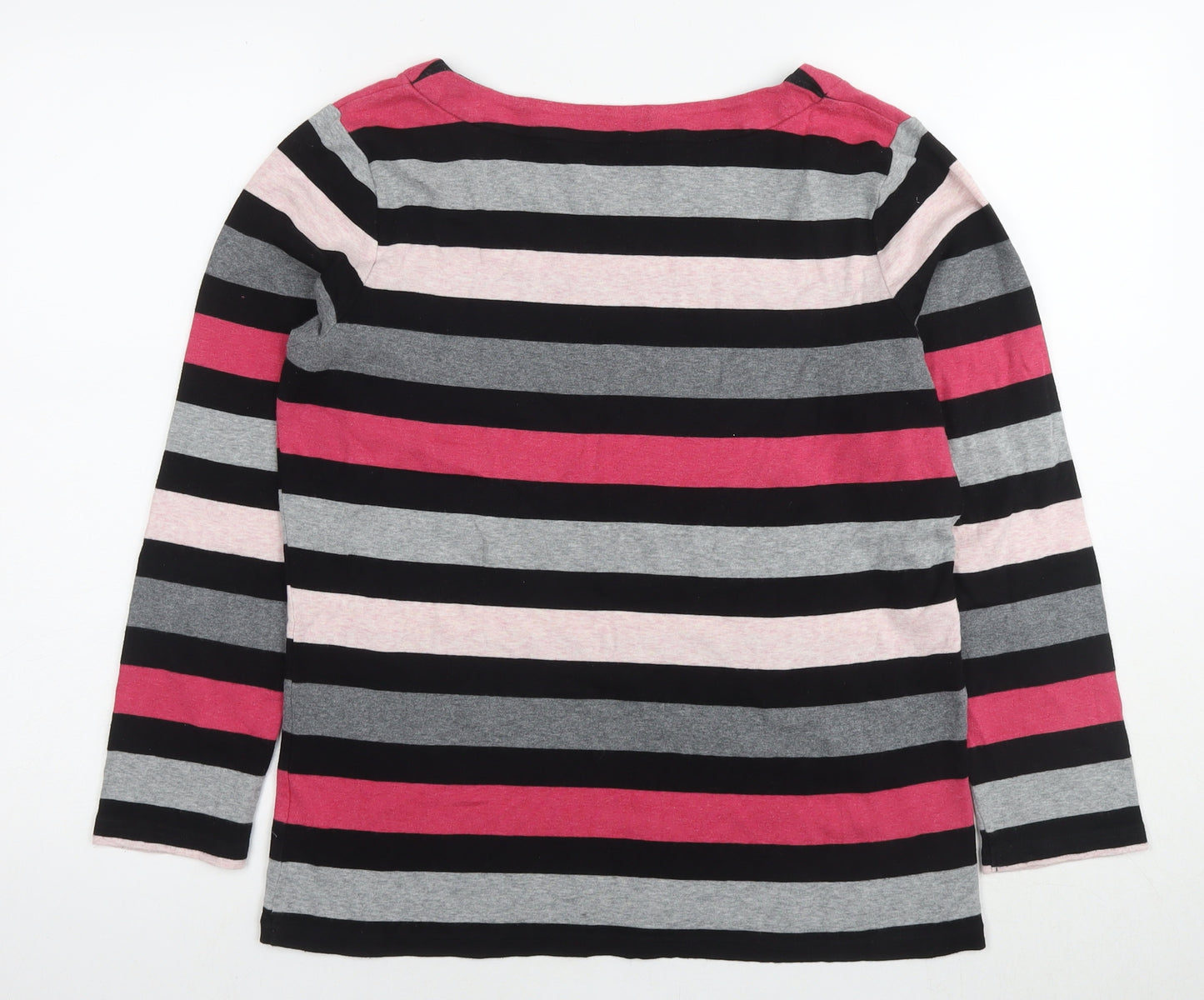 Maine Womens Multicoloured Striped Cotton Jersey T-Shirt Size 16 Round Neck