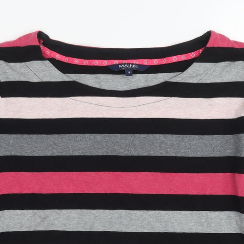 Maine Womens Multicoloured Striped Cotton Jersey T-Shirt Size 16 Round Neck