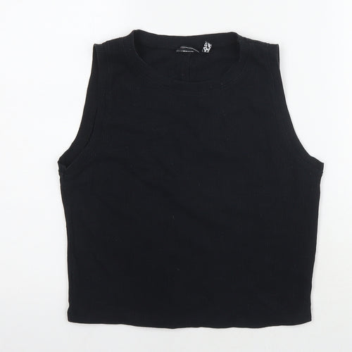 ASOS Womens Black Cotton Cropped Tank Size 14 Round Neck