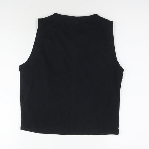 ASOS Womens Black Cotton Cropped Tank Size 14 Round Neck