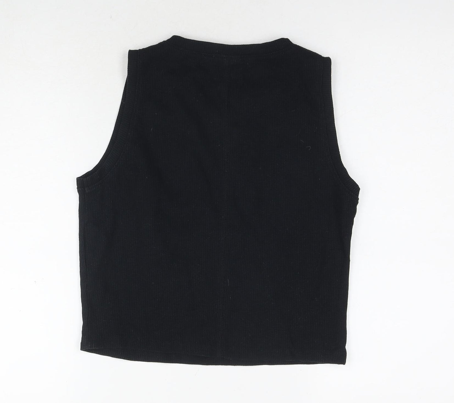 ASOS Womens Black Cotton Cropped Tank Size 14 Round Neck