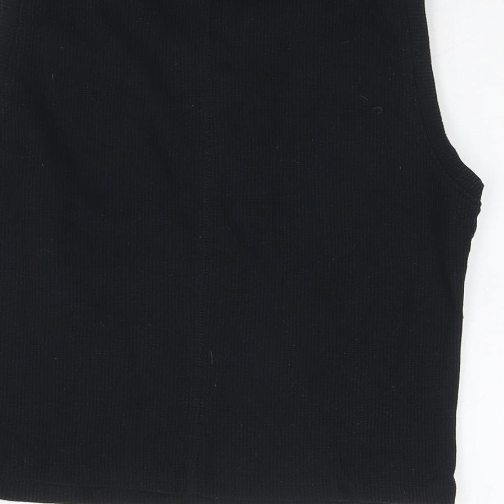 ASOS Womens Black Cotton Cropped Tank Size 14 Round Neck