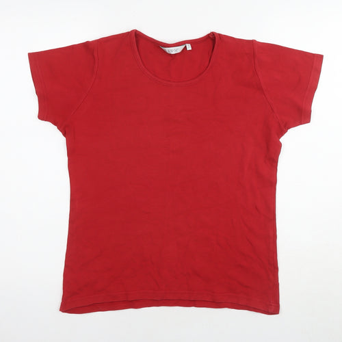 EWM Womens Red Cotton Basic T-Shirt Size 10 Round Neck - Size 10-12