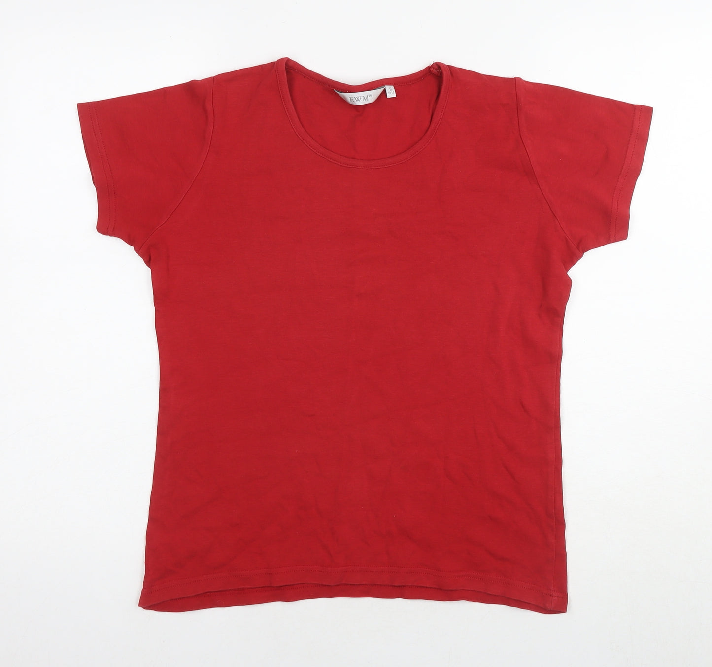 EWM Womens Red Cotton Basic T-Shirt Size 10 Round Neck - Size 10-12