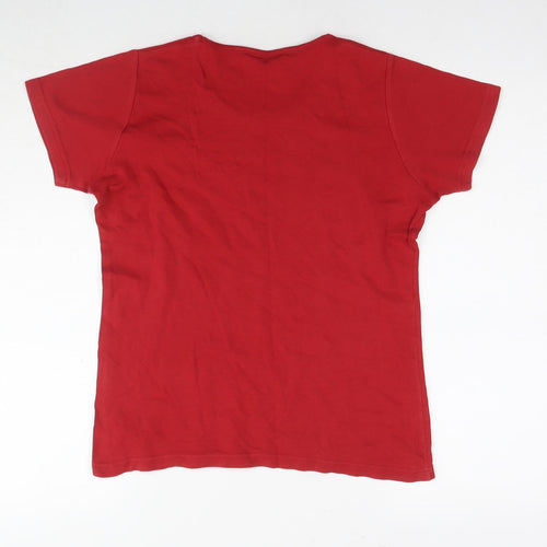 EWM Womens Red Cotton Basic T-Shirt Size 10 Round Neck - Size 10-12