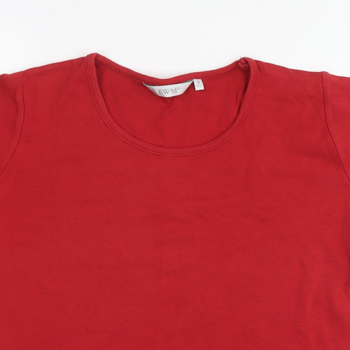 EWM Womens Red Cotton Basic T-Shirt Size 10 Round Neck - Size 10-12