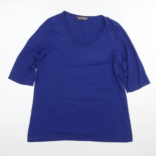 Marks and Spencer Womens Blue Viscose Basic T-Shirt Size 14 Round Neck