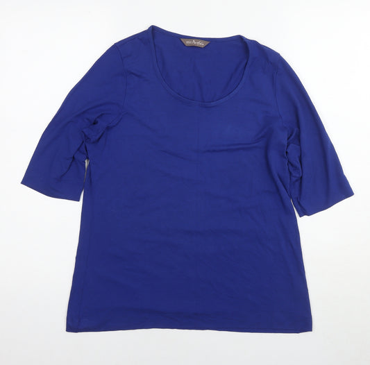 Marks and Spencer Womens Blue Viscose Basic T-Shirt Size 14 Round Neck